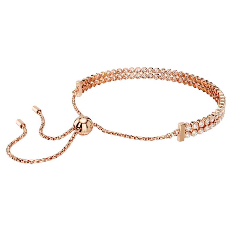Swarovski Round Cut Matrix Tennis Bracelet, White and Rose Gold Tone Plated