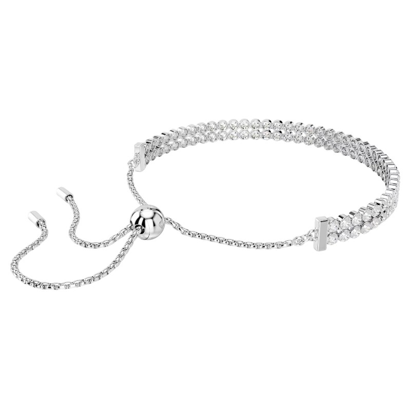 Swarovski Round Cut Matrix Tennis Bracelet, White and Rhodium Plated