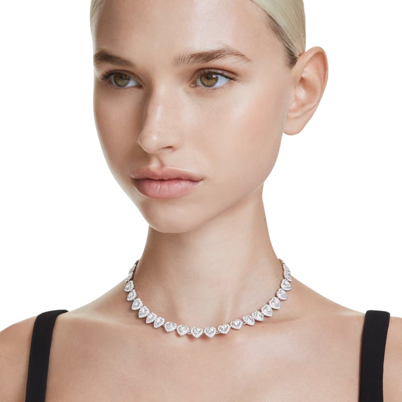 Swarovski Ariana Grande Collection Mixed Cuts Heart Tennis Necklace, White