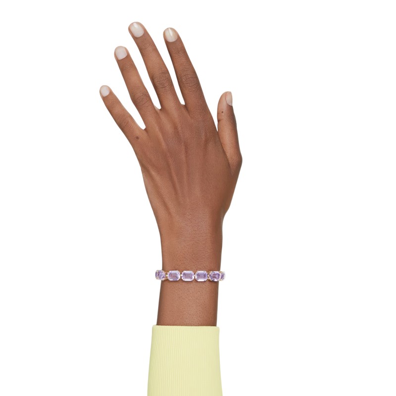 Swarovski Millenia Octagon Cut Tennis Bracelet, Purple and Gold Tone Plated