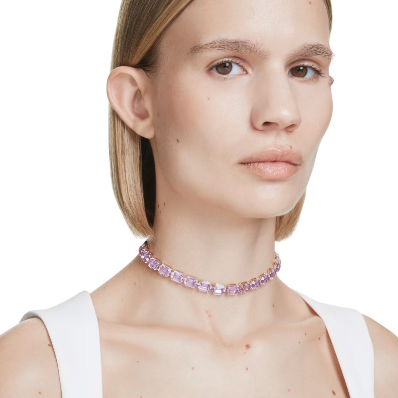 Swarovski Millenia Octagon Cut Tennis Choker, Purple and Gold Tone