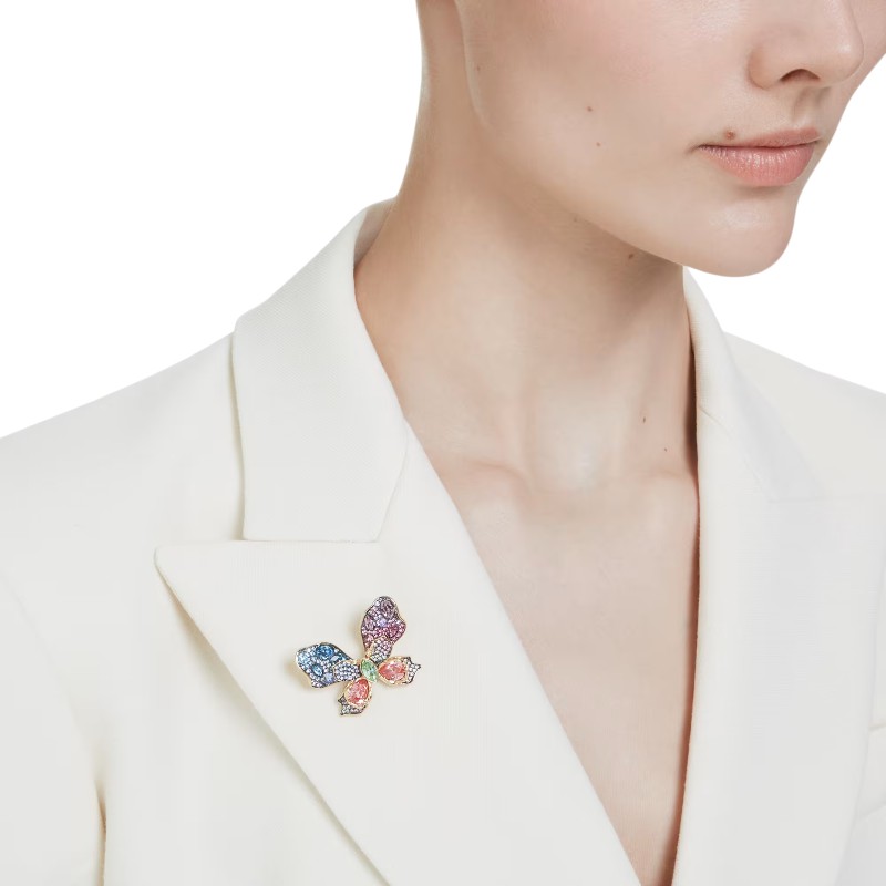 Swarovski Idyllia Mixed Cuts Pave Butterfly Pendant and Brooch, Multicolored