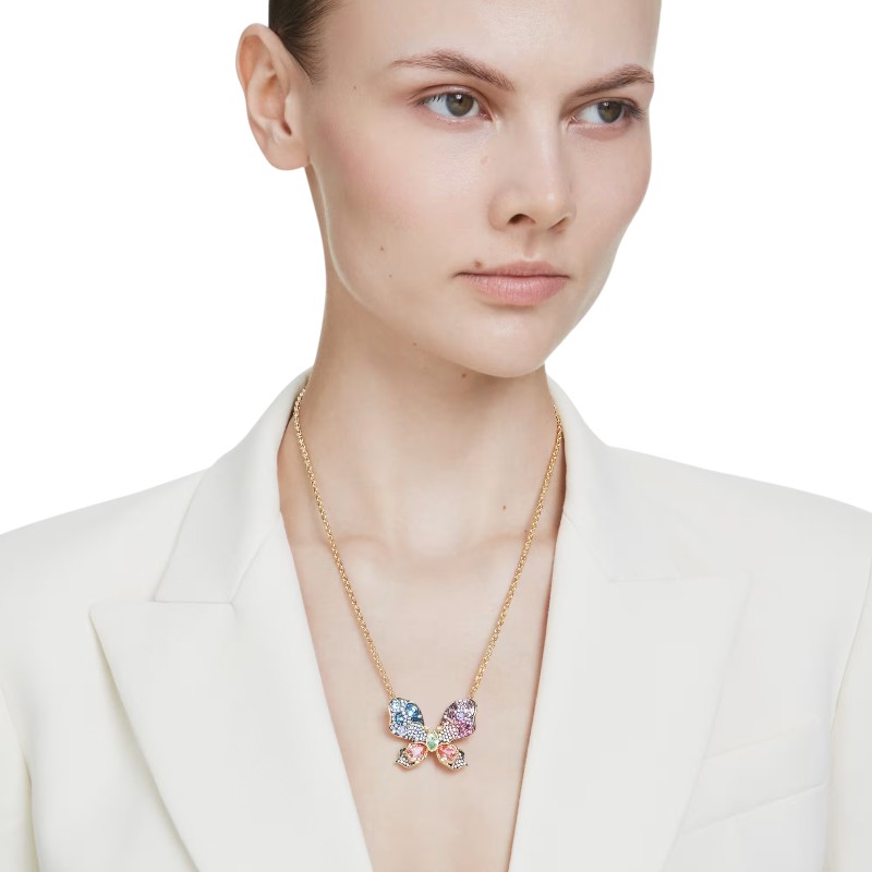 Swarovski Idyllia Mixed Cuts Pave Butterfly Pendant and Brooch, Multicolored
