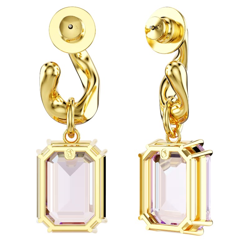 Swarovski Millenia Octagon Cut Drop Earrings, Purple and Gold Tone