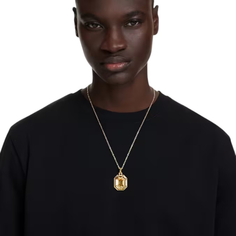 Swarovski Octagon Shape Lucent Pendant, Yellow and Gold Tone Plated