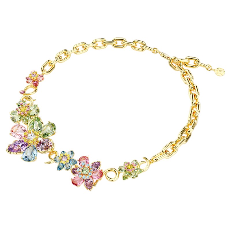 Swarovski Idyllia Mixed Cuts Flower Collar Necklace, Multicolor and Gold Tone Plated