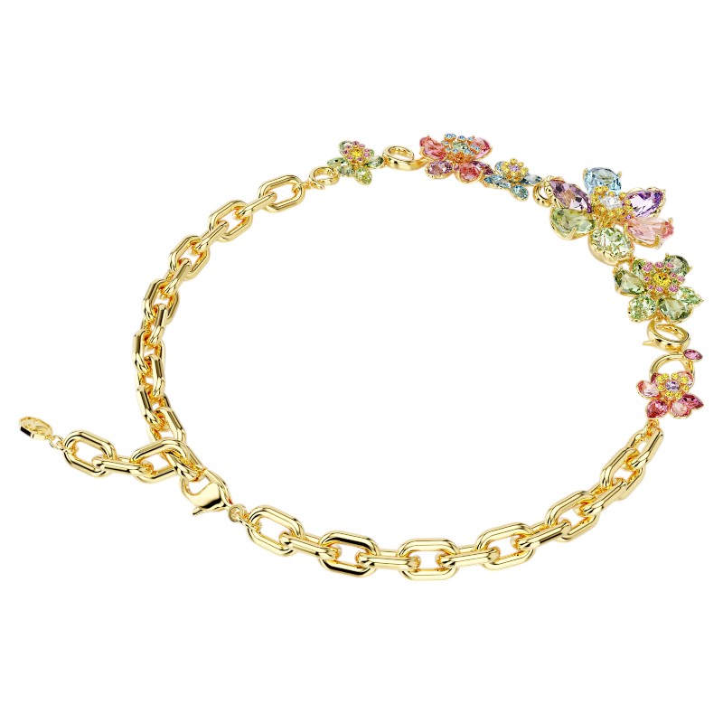Swarovski Idyllia Mixed Cuts Flower Collar Necklace, Multicolor and Gold Tone Plated