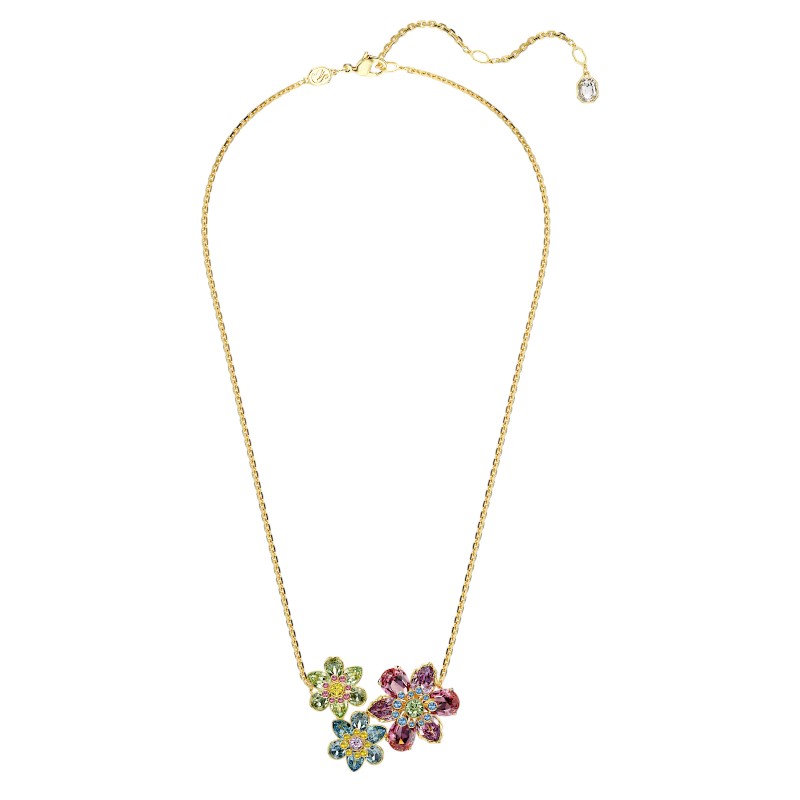 Swarovski Idyllia Mixed Cuts Flower Pendant Necklace, Multicolor and Gold Tone Plated