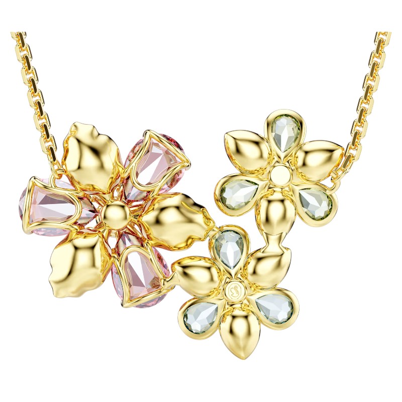 Swarovski Idyllia Mixed Cuts Flower Pendant Necklace, Multicolor and Gold Tone Plated