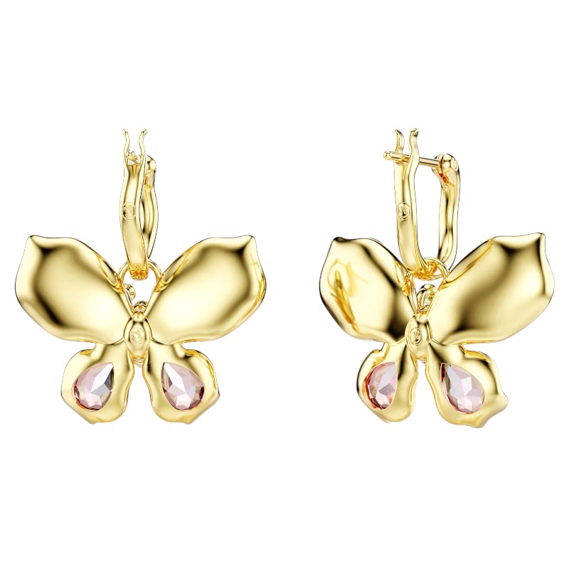 Swarovski Idyllia Mixed Cuts Pave Butterfly Drop Earrings, Multicolored and Gold Tone Plated