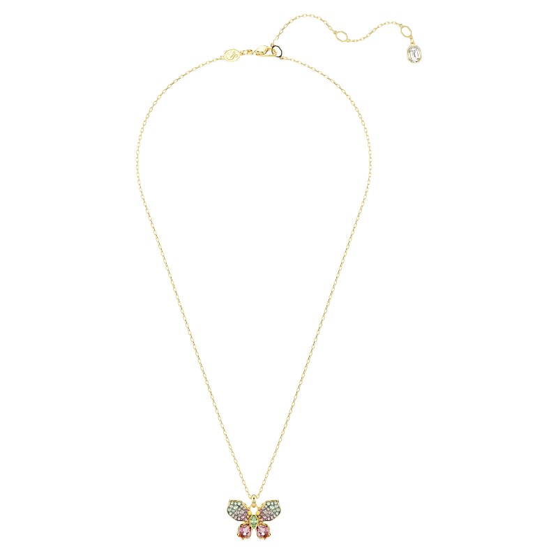 Swarovski Idyllia Mixed Cuts Pave Butterfly Pendant, Multicolored and Gold Tone Plated