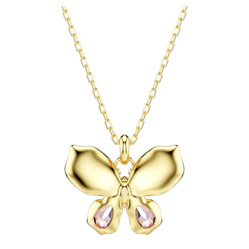 Swarovski Idyllia Mixed Cuts Pave Butterfly Pendant, Multicolored and Gold Tone Plated