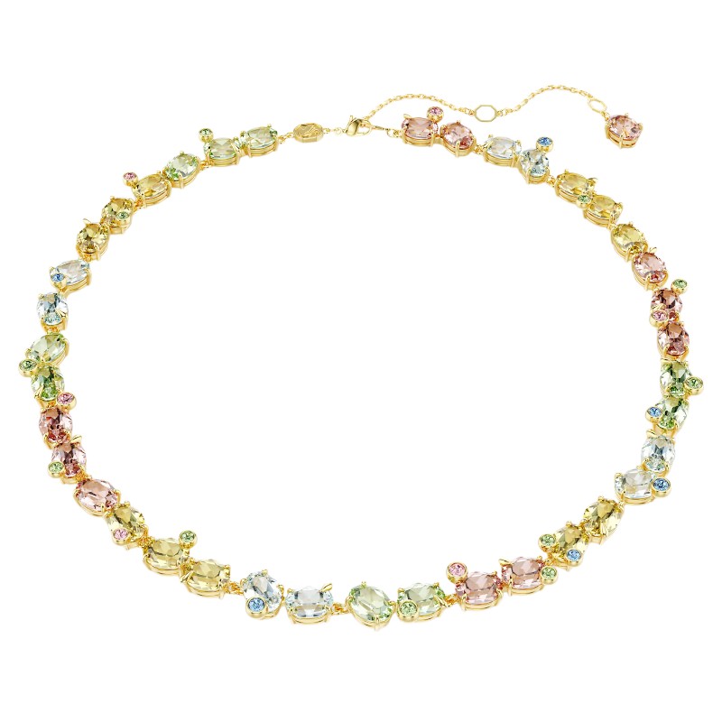 Swarovski Gema Tennis Mixed Cuts Tennis Necklace, Multicolored and Gold Tone Plated