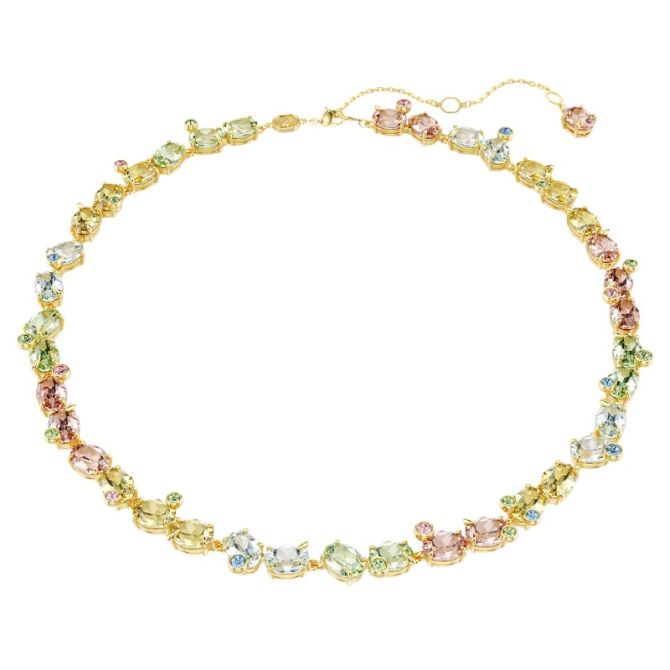 Swarovski Gema Tennis Mixed Cuts Tennis Necklace, Multicolored and Gold Tone Plated