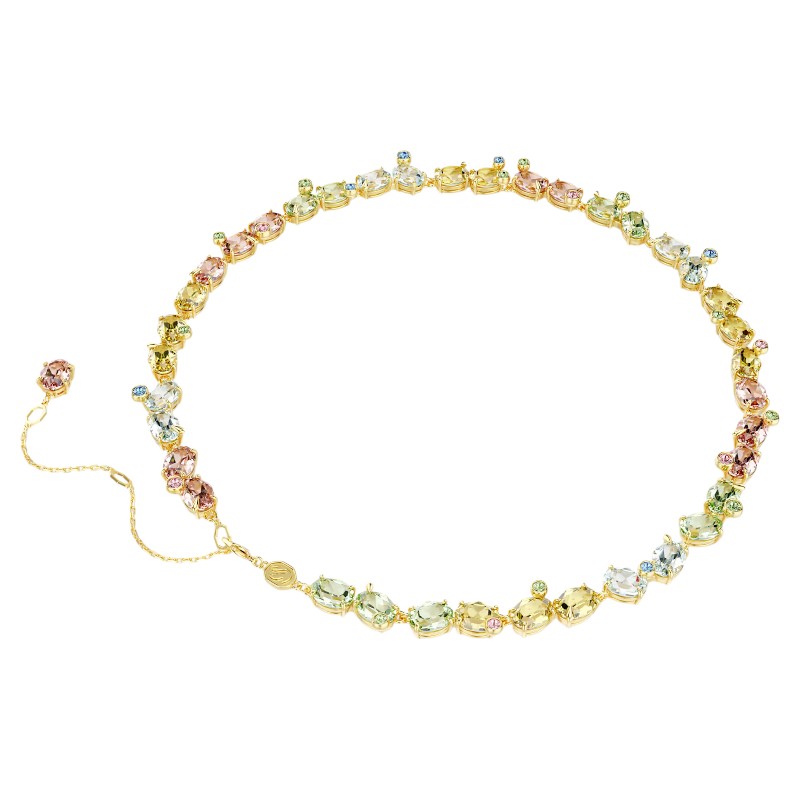Swarovski Gema Tennis Mixed Cuts Tennis Necklace, Multicolored and Gold Tone Plated