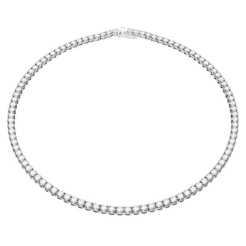 Swarovski Matrix Round Cut White and Rhodium Plated Necklace, Medium