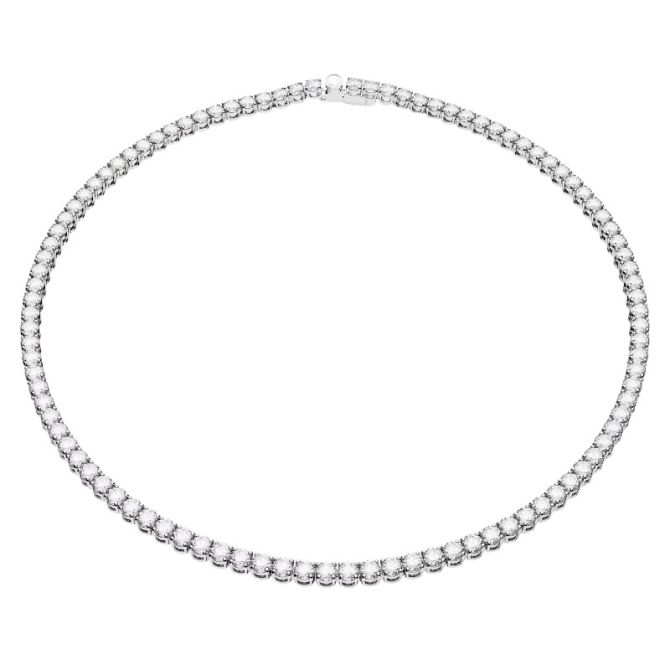 Swarovski Matrix Round Cut White and Rhodium Plated Necklace, Medium