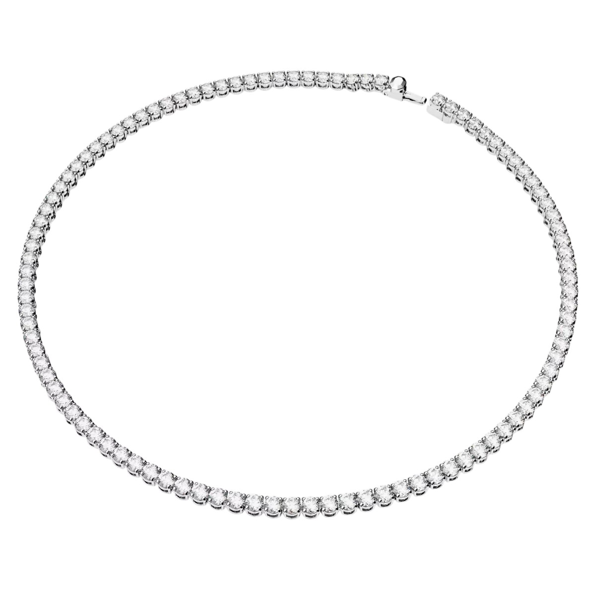 Swarovski Matrix Round Cut White and Rhodium Plated Necklace, Medium