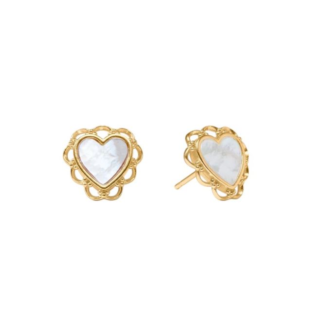 Julie Vos Lace Heart Stud Earrings
