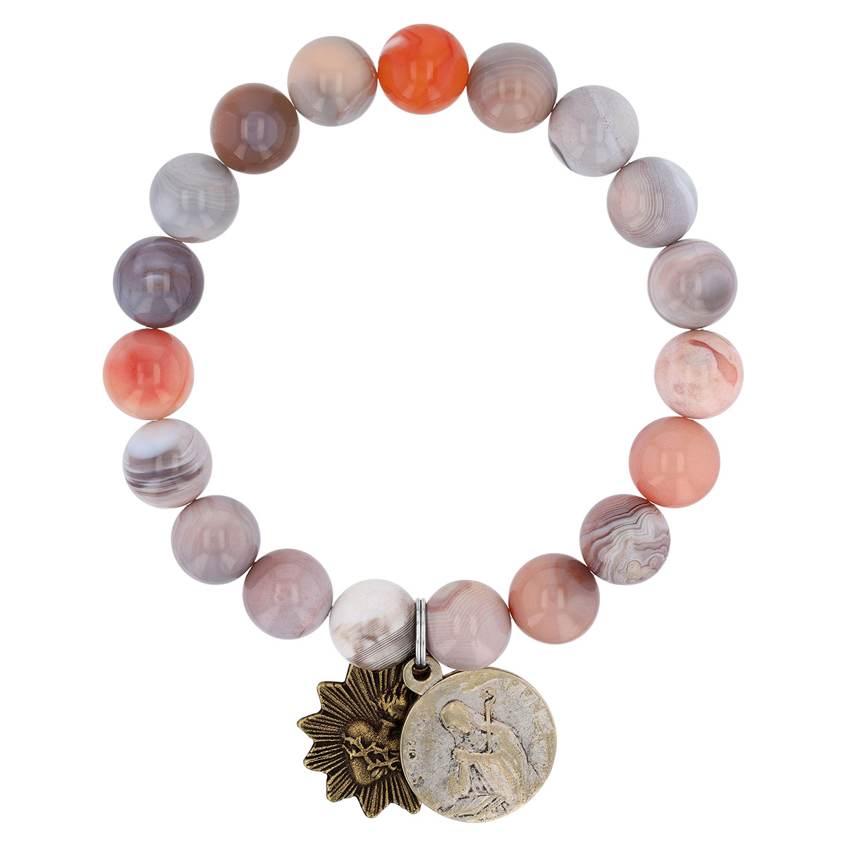 Miracle Icons by Mary Jo Pane 10mm Pink Botswana Agate Bracelet