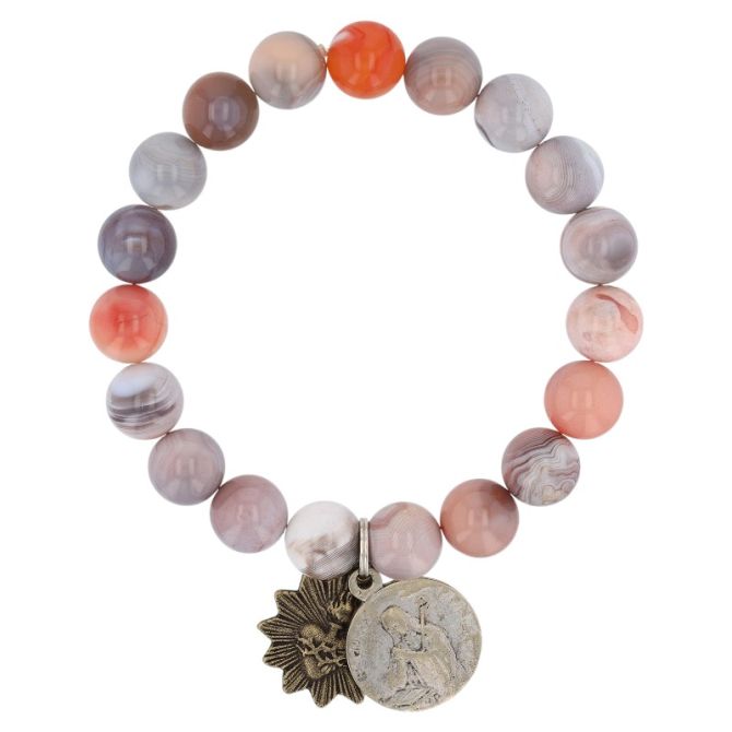 Miracle Icons by Mary Jo Pane 10mm Pink Botswana Agate Bracelet