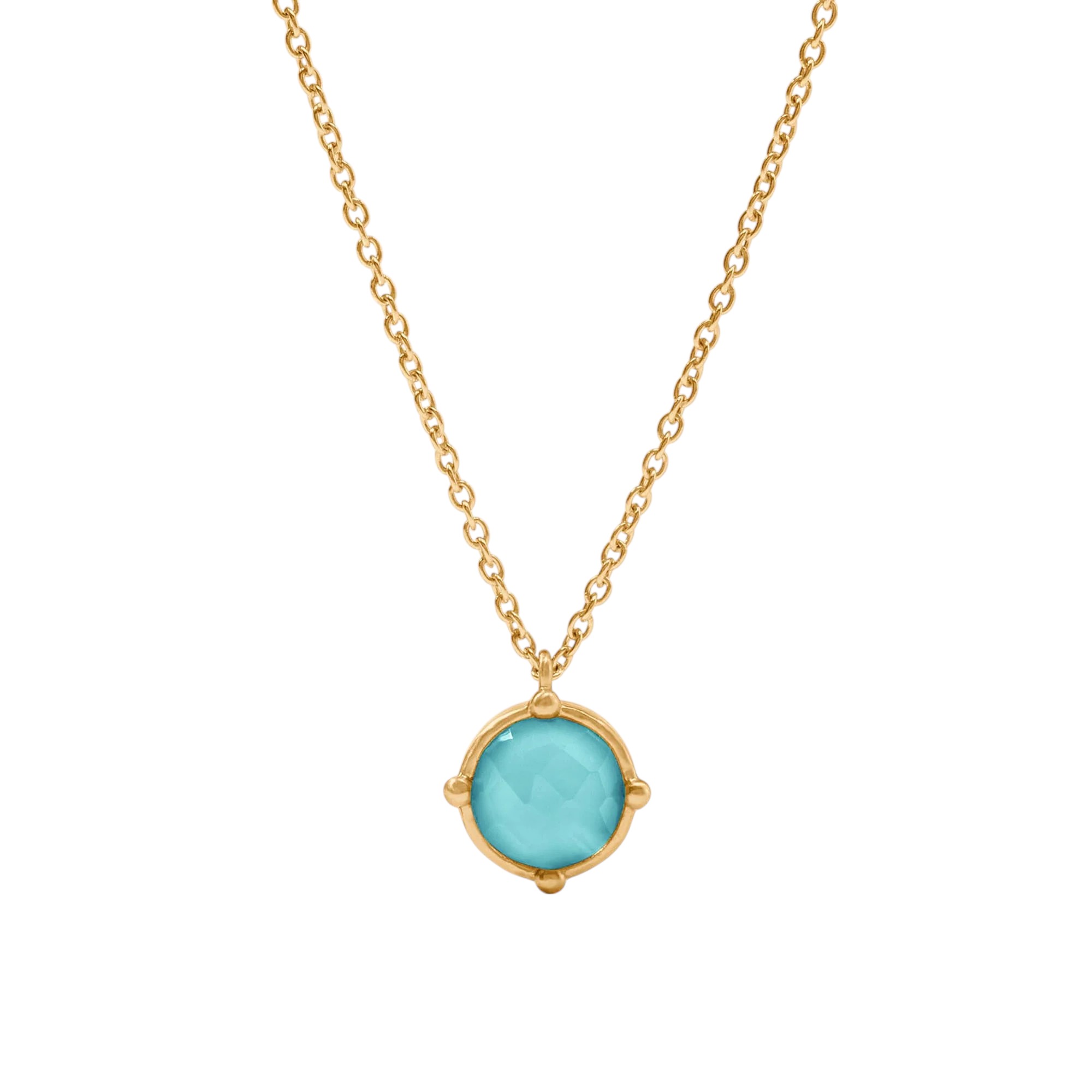 Julie Vos Gold Honeybee Solitaire Necklace, Iridescent Bahamian Blue