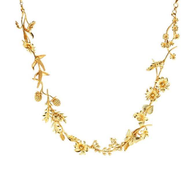 Capucine De Wulf Gold Plated Meadow Wildflower Necklace, 16"
