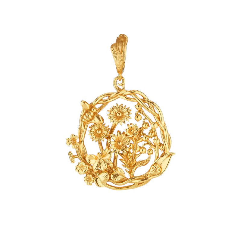 Capucine De Wulf Meadow Wildflower Pendant, Gold Plated