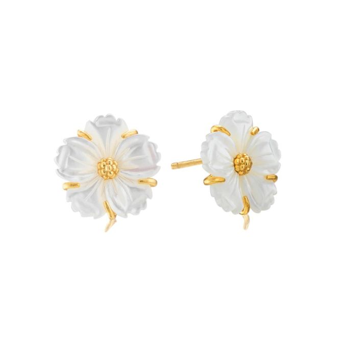 Capucine De Wulf Mermaid Garden Petite Stud Earrings, Mother of Pearl
