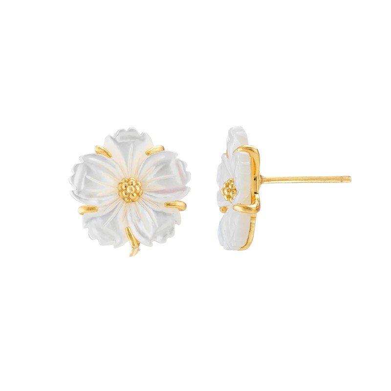 Capucine De Wulf Mermaid Garden Petite Stud Earrings, Mother of Pearl