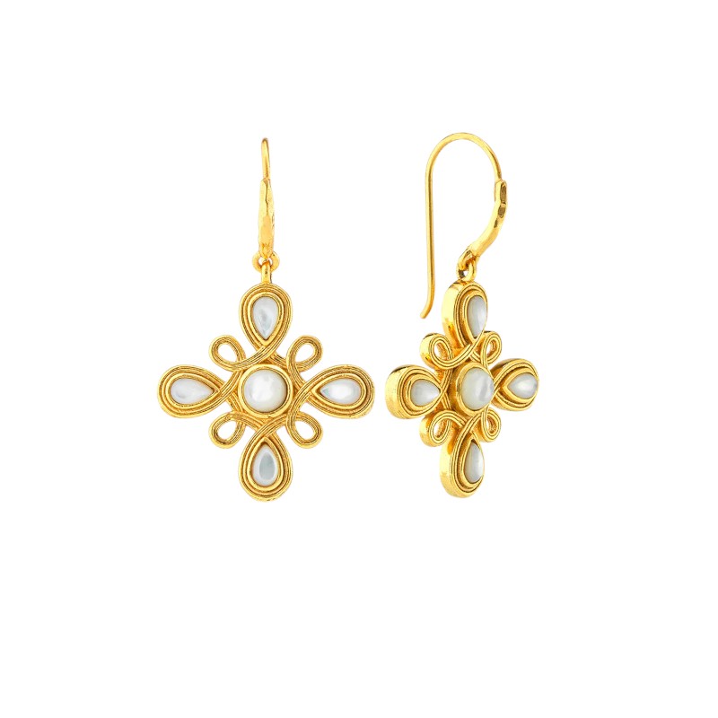 Capucine De Wulf Monique Gem Dangle Earrings, Mother of Pearl