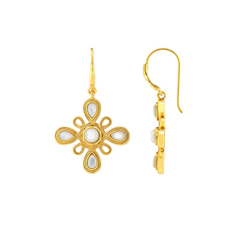 Capucine De Wulf Monique Gem Dangle Earrings, Mother of Pearl