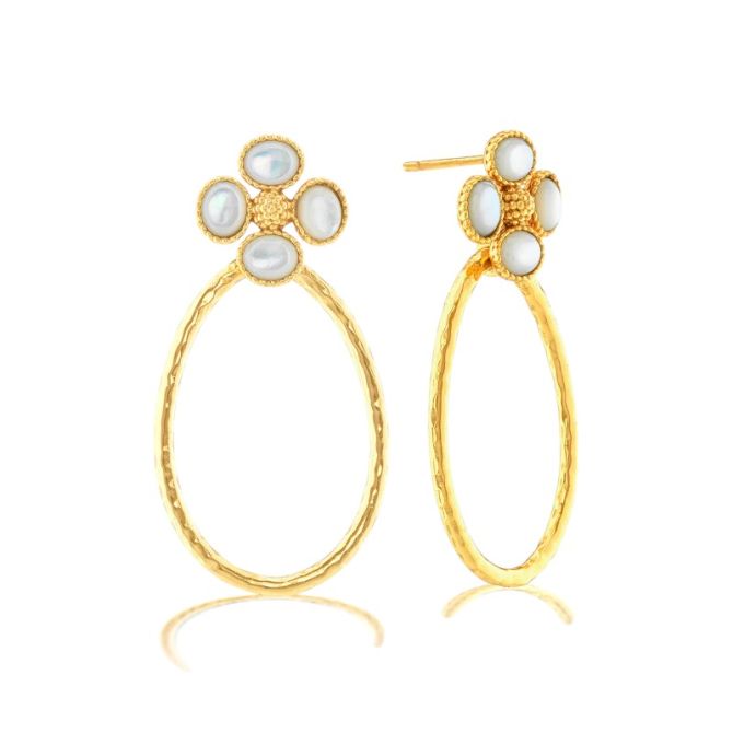 Capucine De Wulf Berry Clover Teardrop Earrings, Mother of Pearl