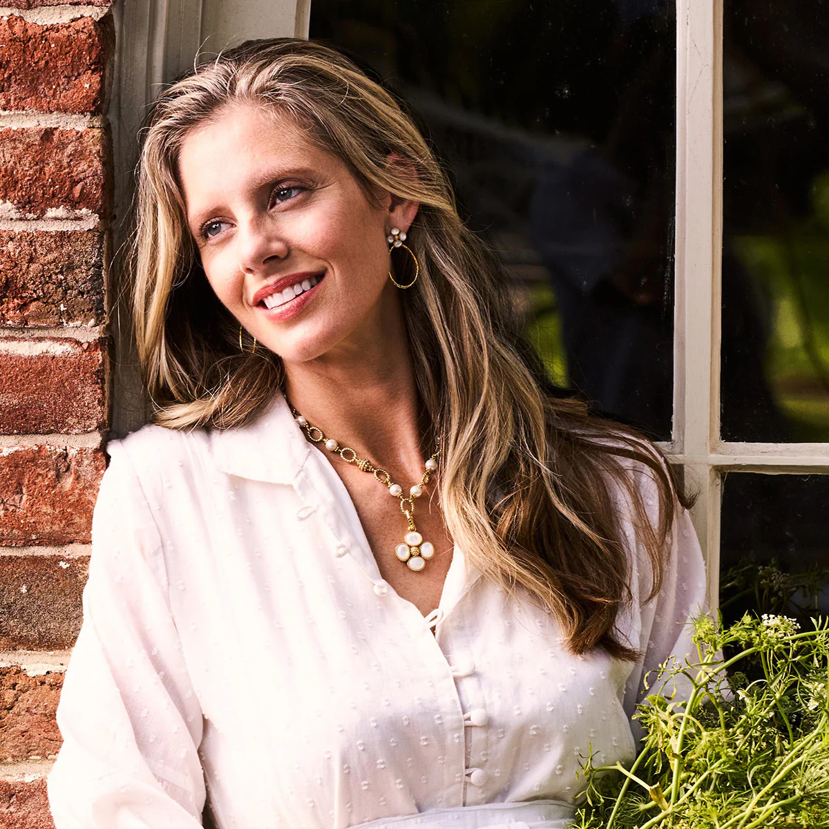 Capucine De Wulf Berry Clover Teardrop Earrings, Mother of Pearl