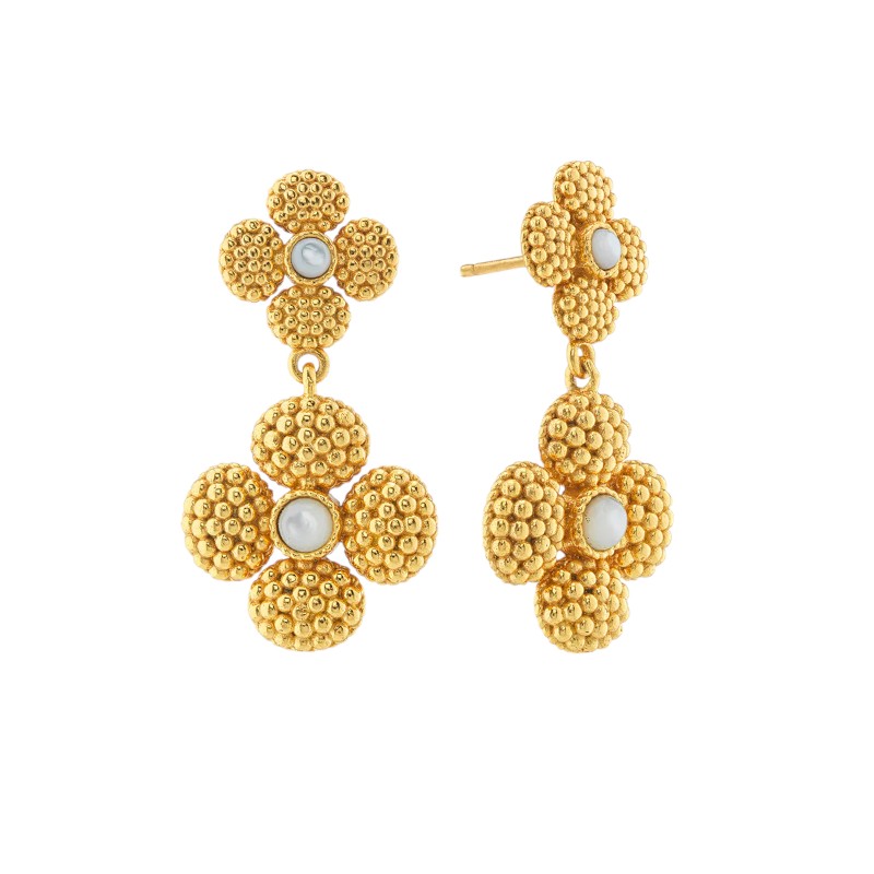 Capucine De Wulf Berry Clover Convertible Duo Earrings, Mother of Pearl