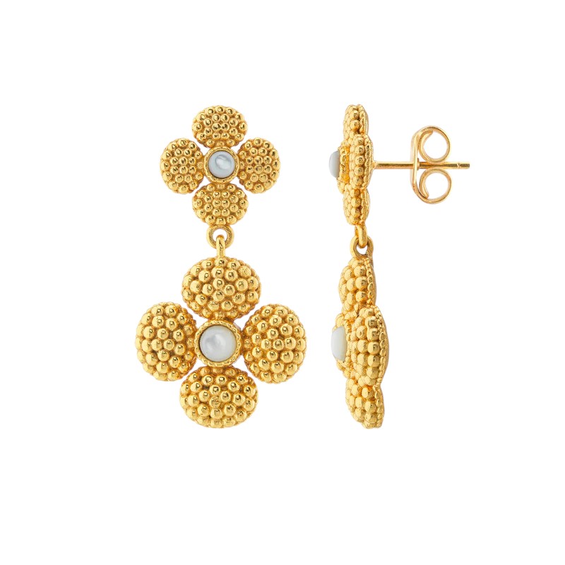 Capucine De Wulf Berry Clover Convertible Duo Earrings, Mother of Pearl