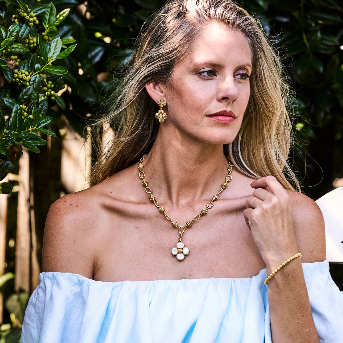 Capucine De Wulf Berry Clover Convertible Duo Earrings, Mother of Pearl