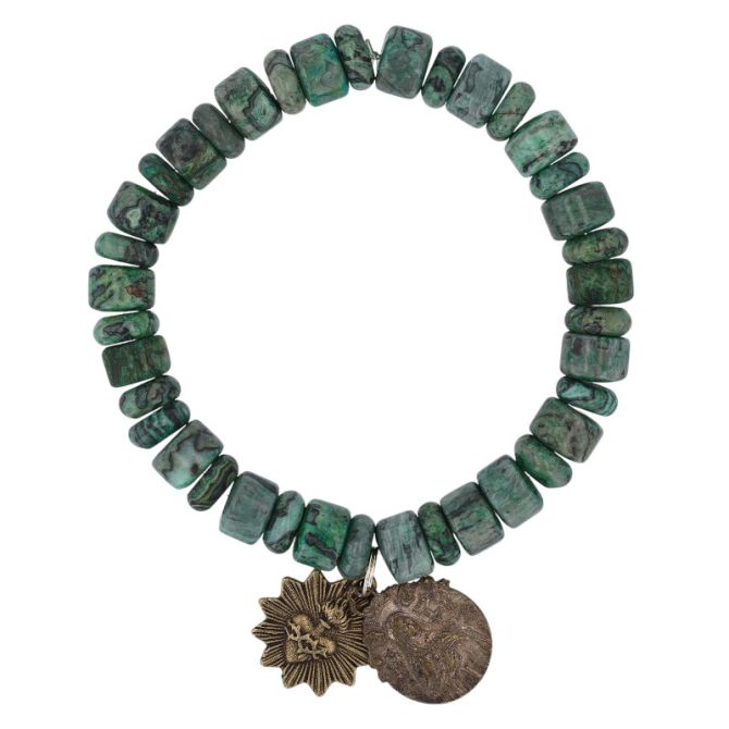 Miracle Icons by Mary Jo Pane Green Peace Jasper 10mm Bracelet