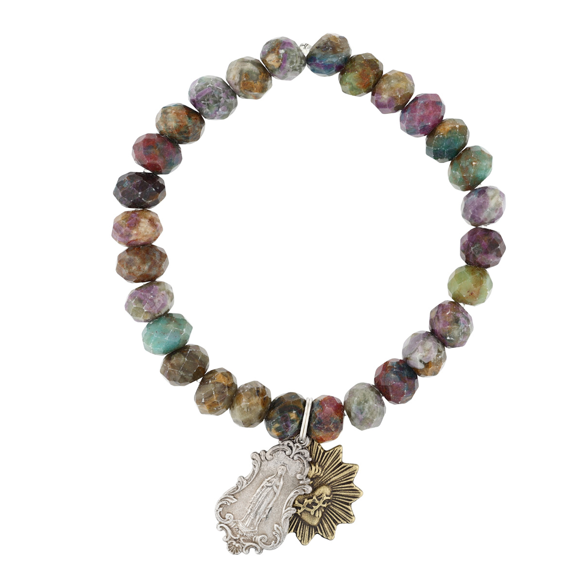 Miracle Icons by Mary Jo Pane Ruby Kyanite Rondelle 8mm Bracelet