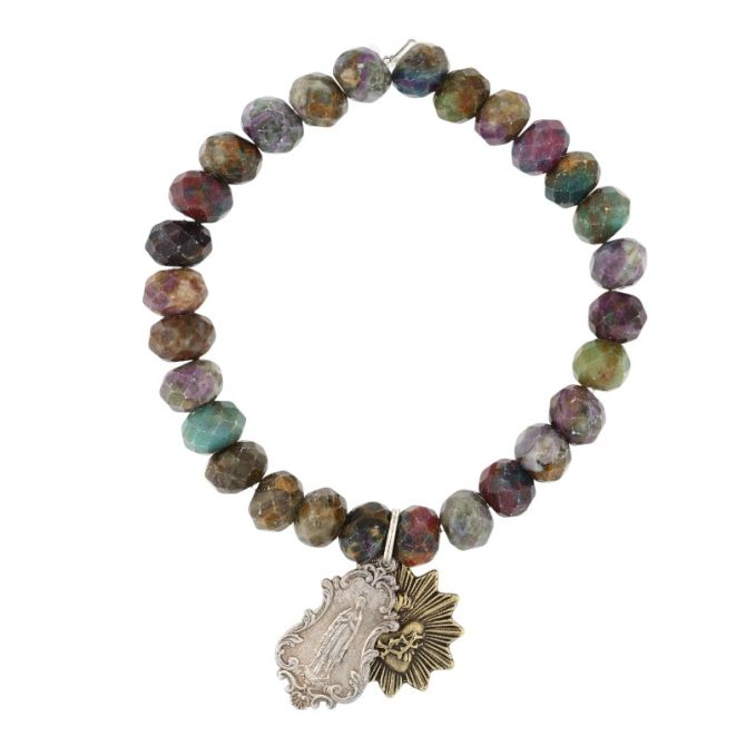 Miracle Icons by Mary Jo Pane Ruby Kyanite Rondelle 8mm Bracelet