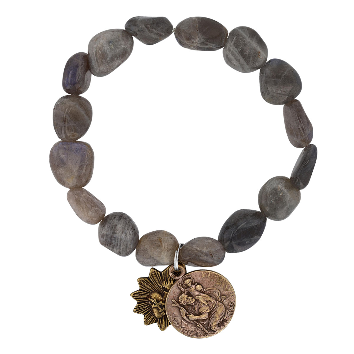 Miracle Icons by Mary Jo Pane Grey Labradorite 10mm Bracelet