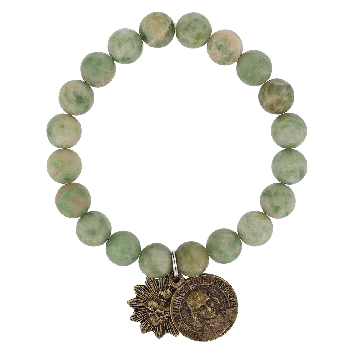 Miracle Icons by Mary Jo Pane Green Jasper  10mm Bracelet