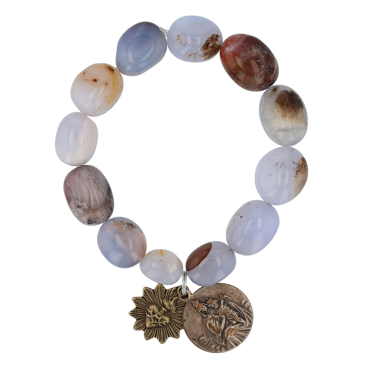 Miracle Icons by Mary Jo Pane Blue Lace Agate 10-12mm Bracelet