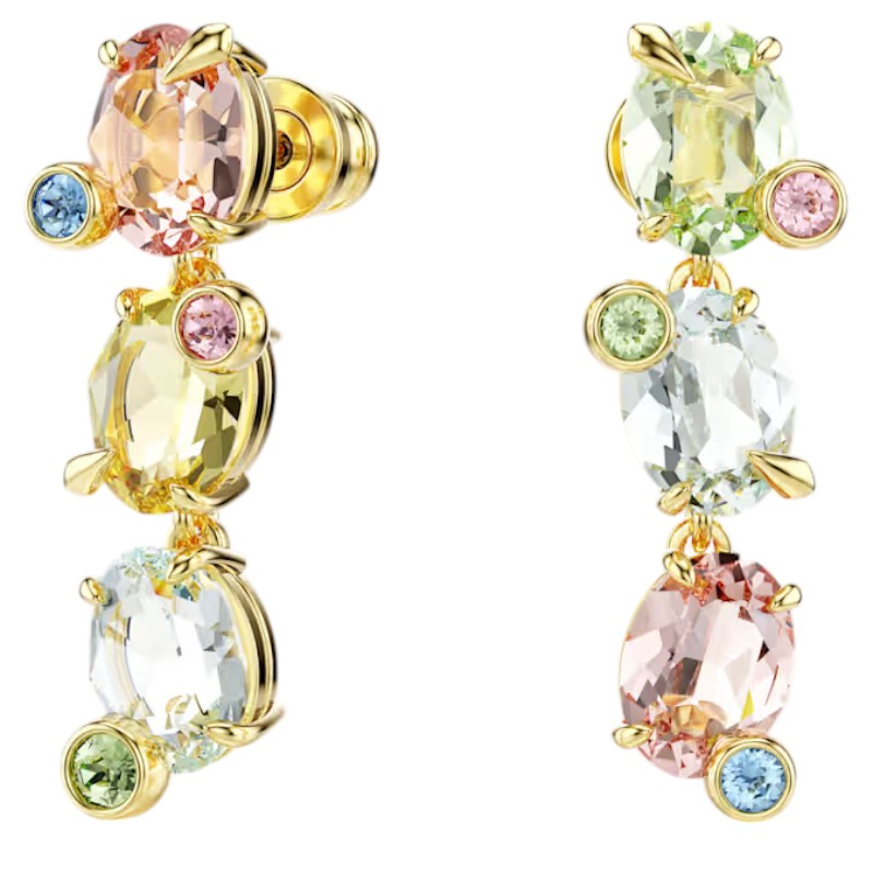 Swarovski Asymmetrical Gema Mixed Cuts Drop Earrings, Multicolor