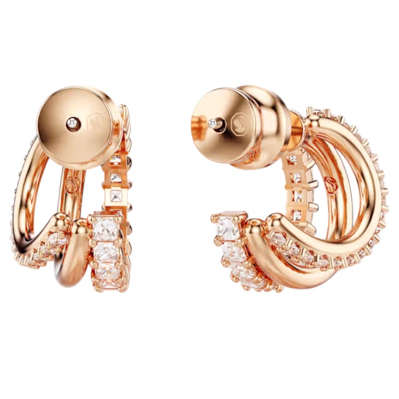 Swarovski Mixed Cuts Mini Hyperbola Hoop Earrings, White and Rose Gold Tone Plated