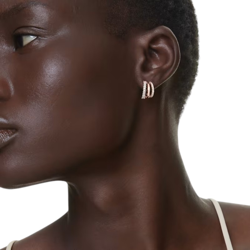 Swarovski Mixed Cuts Mini Hyperbola Hoop Earrings, White and Rose Gold Tone Plated