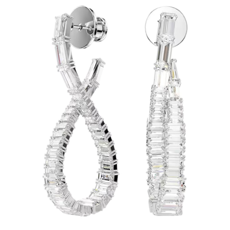 Swarovski Infinity Hyperbola Drop Earrings, White and Rhodium Plated