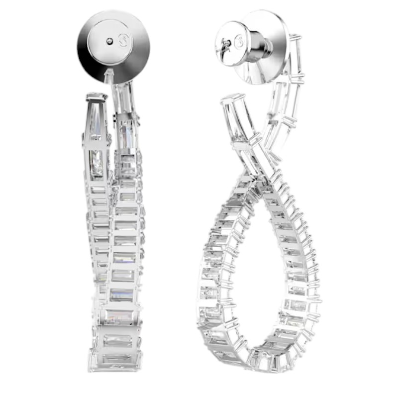 Swarovski Infinity Hyperbola Drop Earrings, White and Rhodium Plated