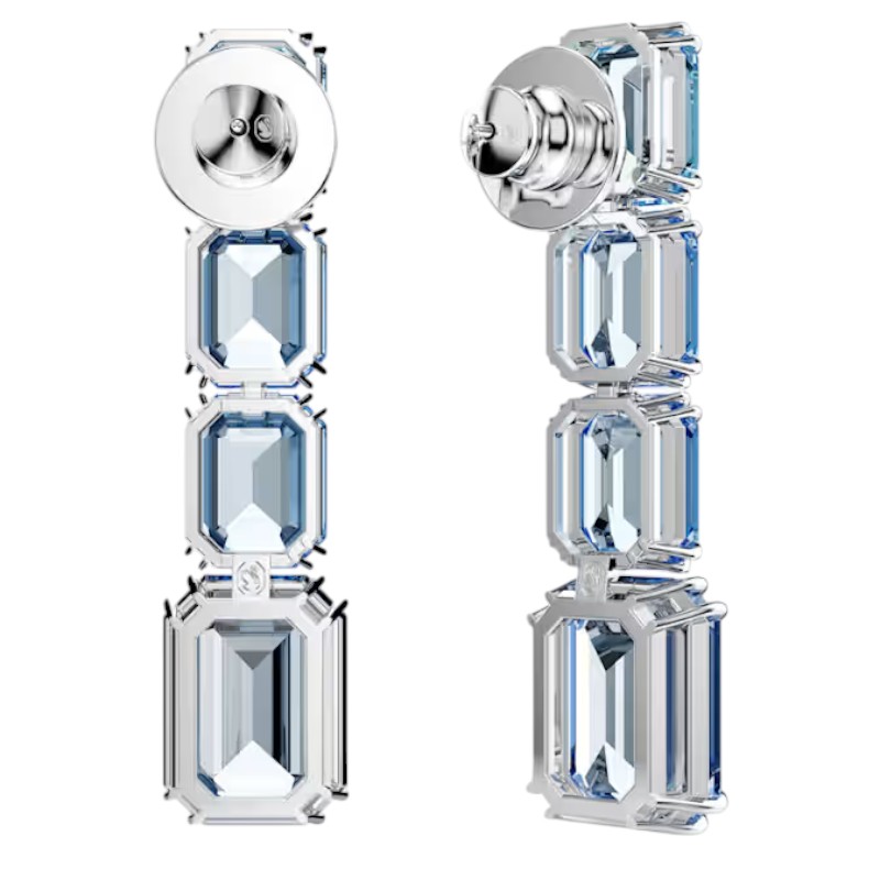 Swarovski Octagon Cut Color Gradient Drop Earrings, Blue and Rhodium Plated