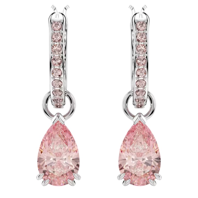 Swarovski Pear Cut Attract Drop Earrings, Pink and Rhodium Plated